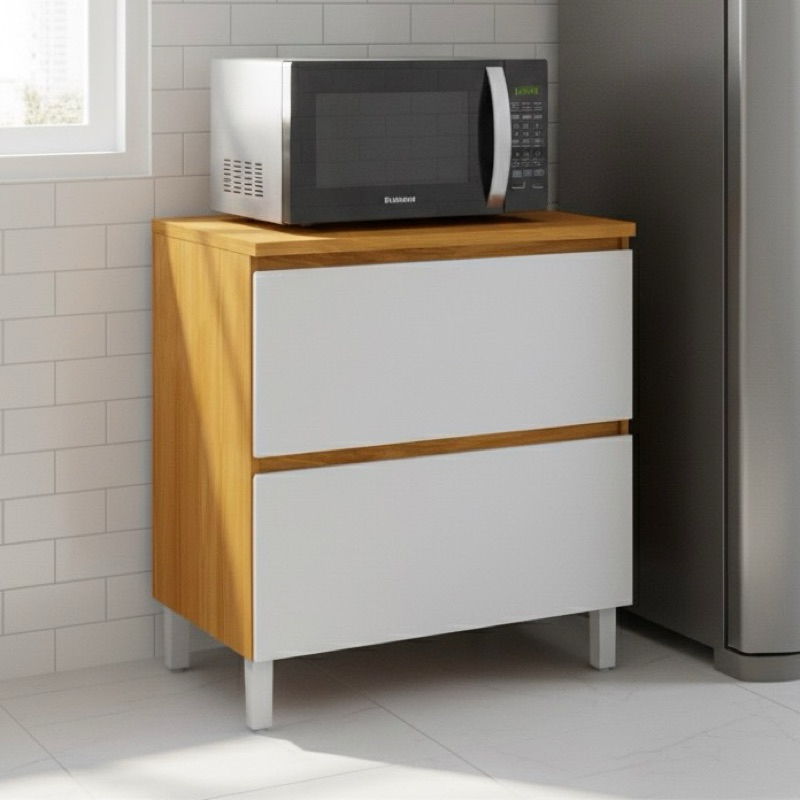 Balcão de Cozinha Itatiaia 80cm em Madeira MDF Cinamomo/Fendi Lumina