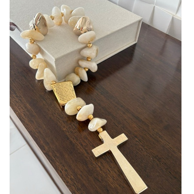 terço com pedras naturais/mini terço/terço decorativo