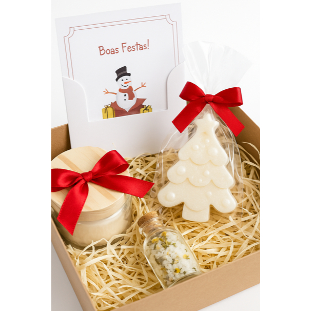 Kit Spa completo Vela Artesanal Rosa, Sabonete e Escalda-Pes Presente Natal Final de Ano