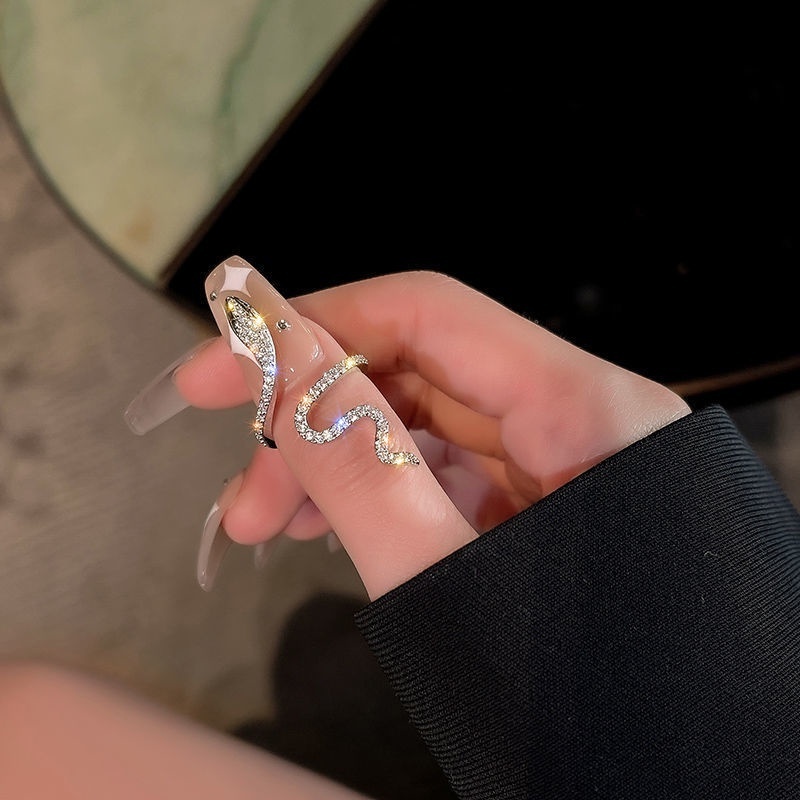 Diamante de Luxo Leve Piscando Diamante Índice Único Anel de Cobra de Dedo