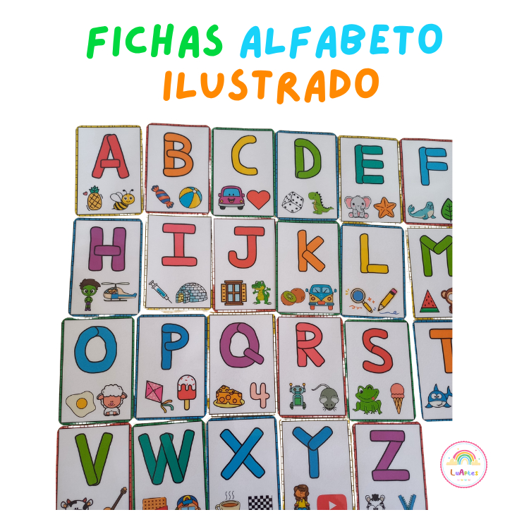 Fichas Alfabeto Ilustrado 26 letras plastificadas Brincar com massinha de modelar em Oferta na Shopee