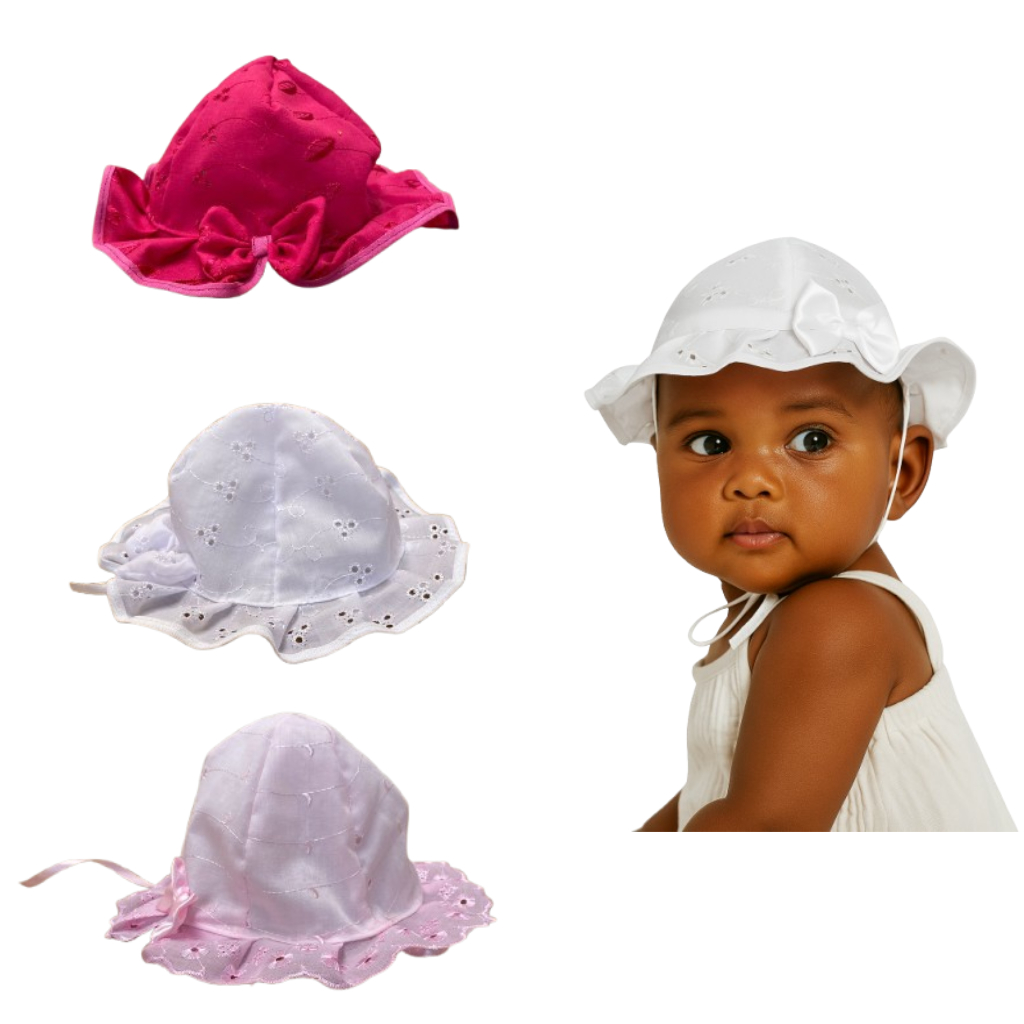 Chapéu Bucket Infantil para Bebê Menina com Laço – Proteção Solar, Estilo e Conforto | Cores Rosa, Branco e Pink Fashion