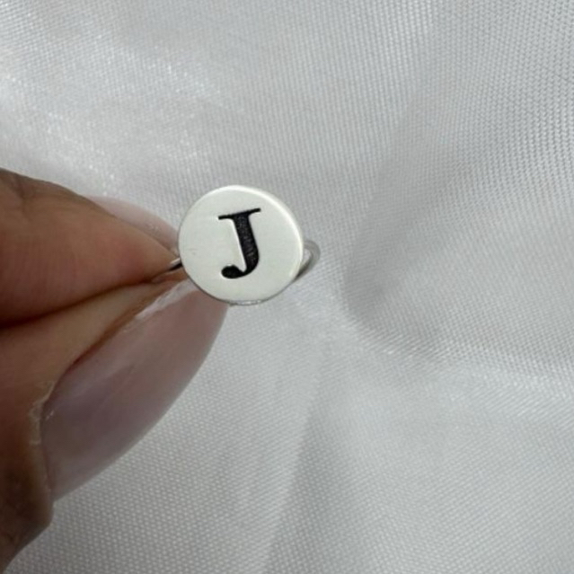 Anel Geométrico Redondo Personalizado Minimalista Prata 925 Legítima — imagem 2 de 2