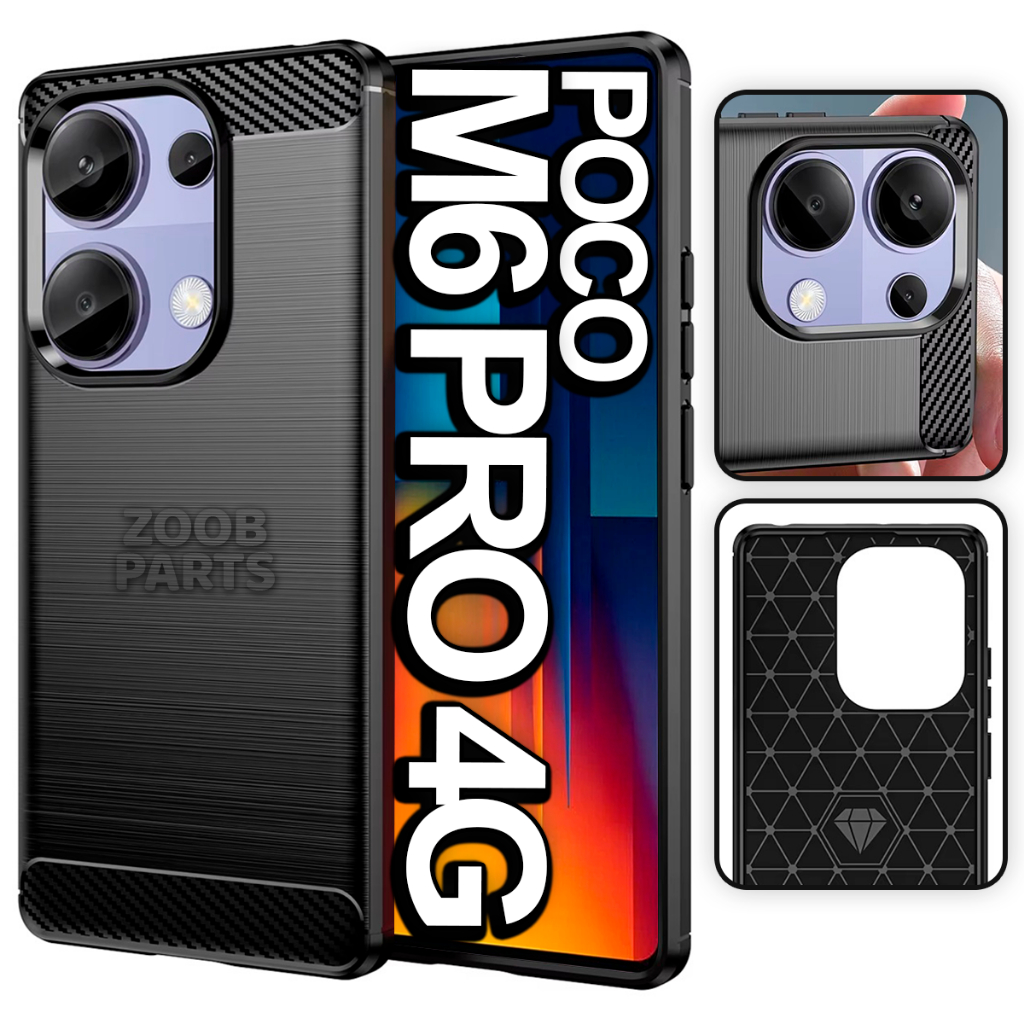 Capa Capinha Case Xiaomi Poco M6 Pro 4G Carbon Fiber Matte Texture - Tela 6.67" 