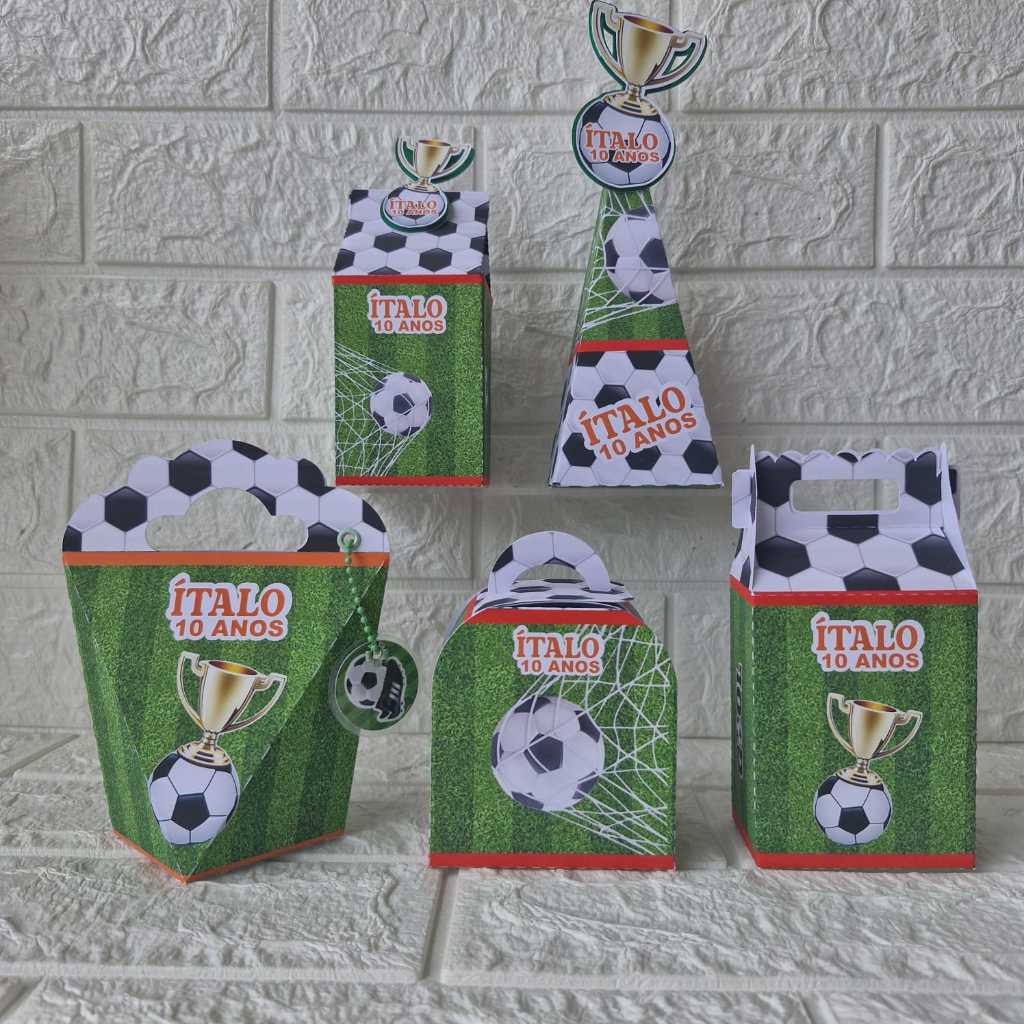 Kit Personalizado Caixinhas Tema Futebol - Menino - Lembrancinhas de Aniversário - Festa Futebol Copa do Brasil