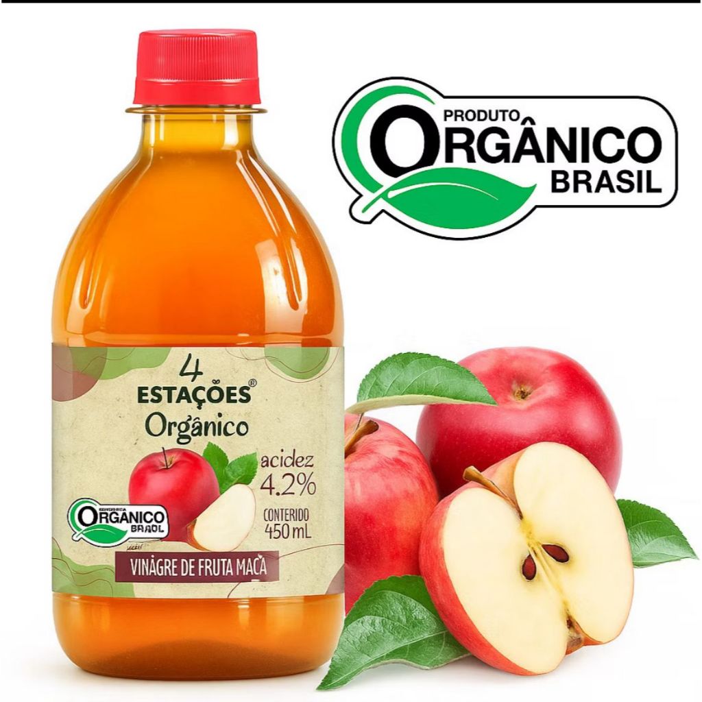 VINAGRE DE MAÇA ORGANICO - 450ML - 4 ESTAÇÕES