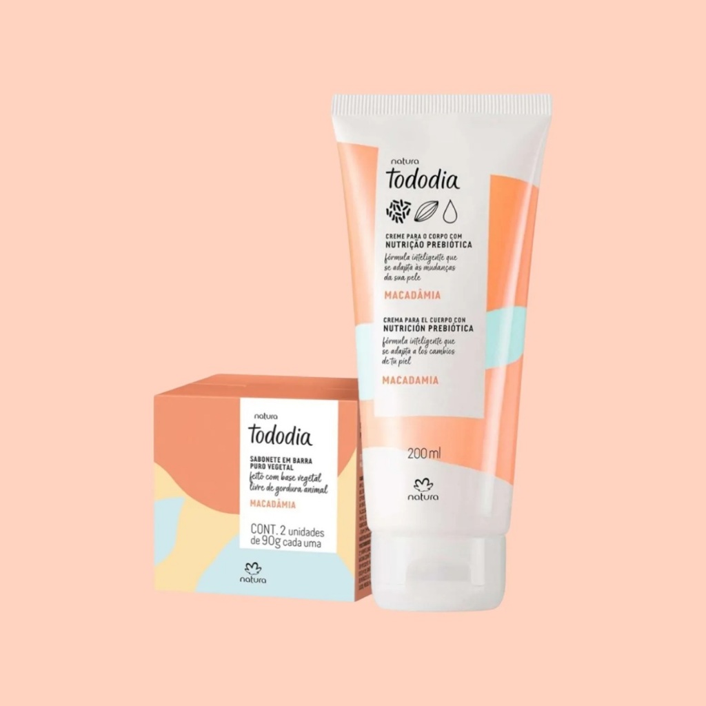 Kit Caixa De Sabonete 2 Un + Creme 200ml Tododia Macadâmia