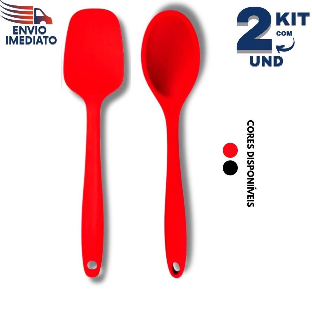 Espátula Multiuso de Silicone e Colher de Silicone Cabo Longo – Ideal para Cozinhas e Preparos em Oferta na Shopee