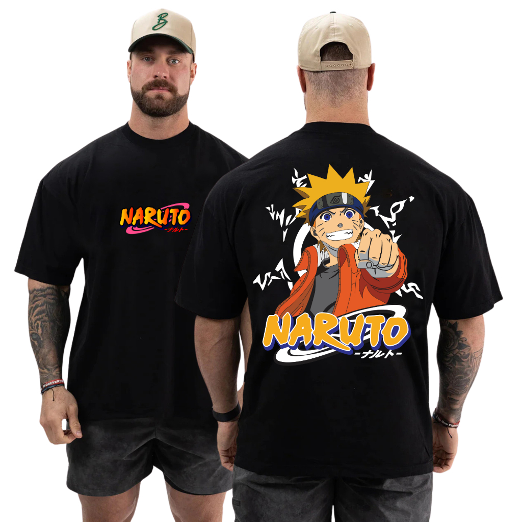 Camiseta Oversized Naruto Streetwear Estampada Blusão Malha Grossa Academia
