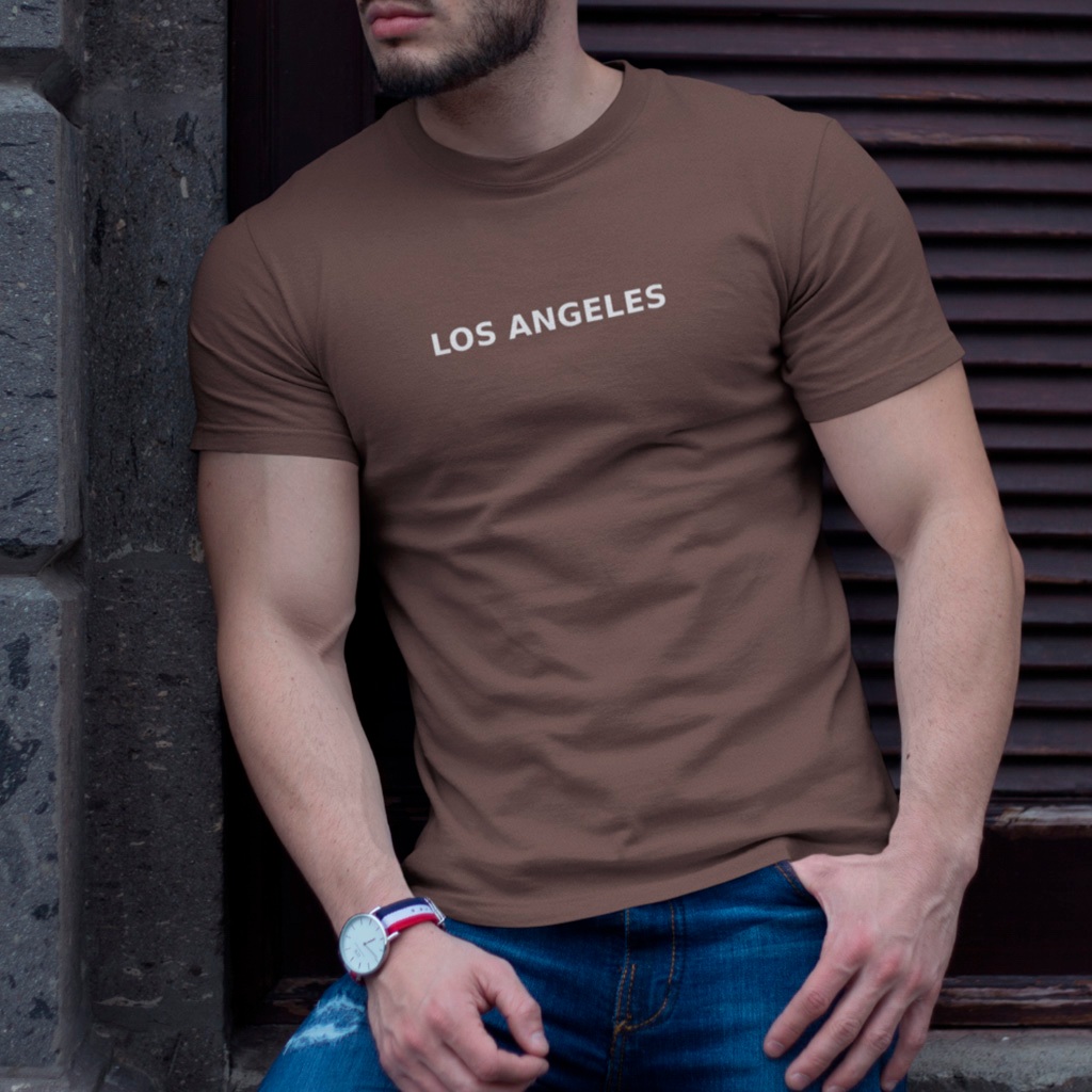 Camiseta Masculina Los Angeles Algodão 30.1 Camisa Premium, Modelagem Slim Fit, Confortável em Oferta na Shopee