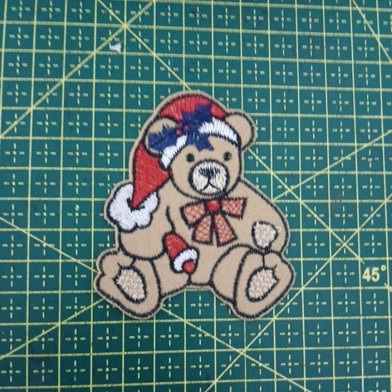 Patch bordado termocolante urso natal bordado