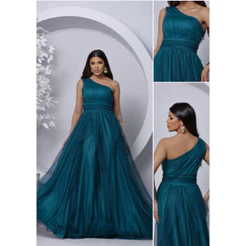 Vestido Ombro Unico de Tule para madrinhas de casamento,debutantes,formaturas,convidadas,cascatas um hombro