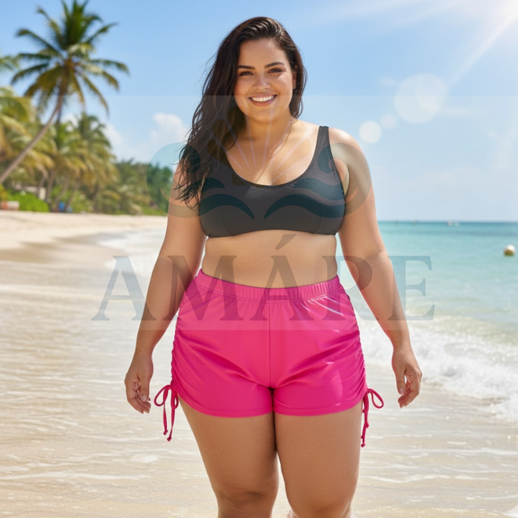 Biquíni Shorts Plus Size Sunquíni Cordinha Calcinha Plus Shorts Cordinha Curve em Oferta na Shopee