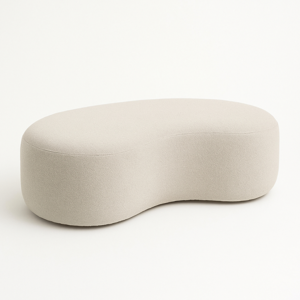 Puff Feijão Curvo Orgânico 80cm Multiuso Bouclé Minimalista