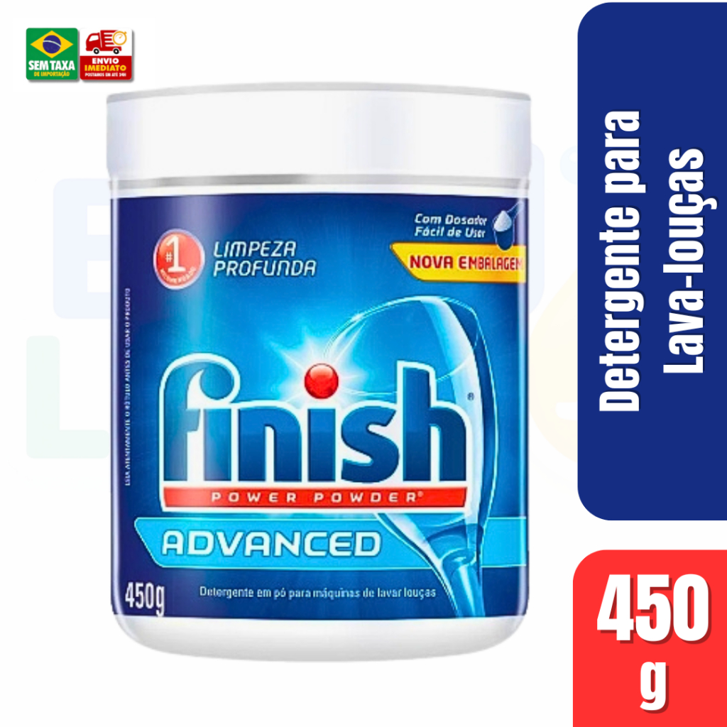 Detergente para Lava Louças Finish Advanced Power 450g - Limpeza Profunda - Em pó