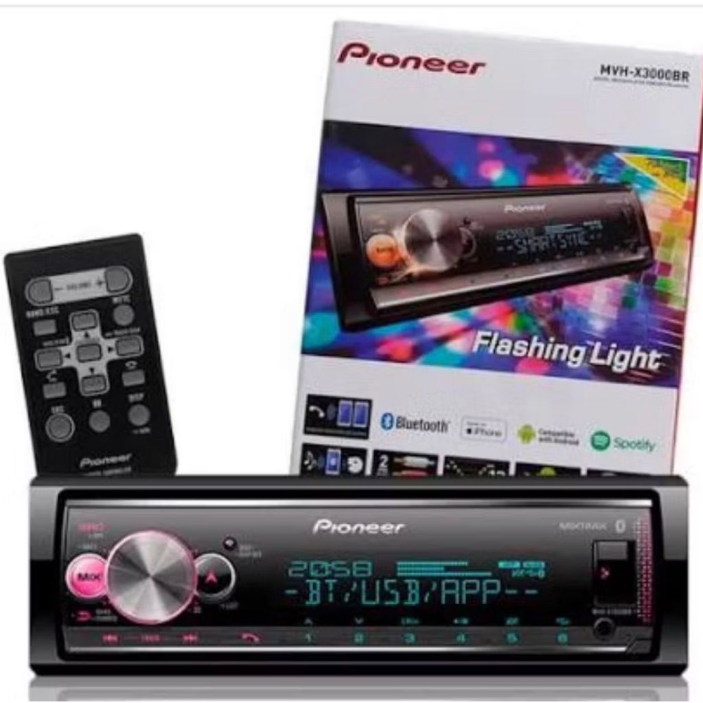 Aparelho Pioneer MVH X-3000 Com Bluetooth Controle USB Rádio Universal