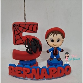 vela topo de bolo Personalizada em Biscuit no tema Homem Aranha em Oferta na Shopee
