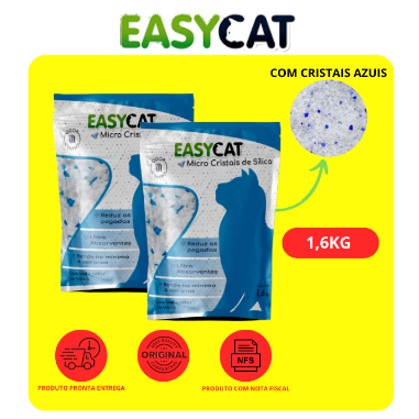 KIT C/ 2 AREIAS DE GATO SÍLICA FINA PREMIUM EASY CAT 1,6KG