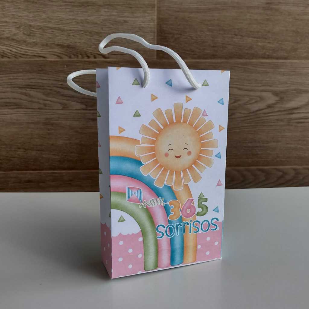 Sacolinha Surpresa Personalizada 365 Sorrisos Rosa Lembrancinha Aniversário