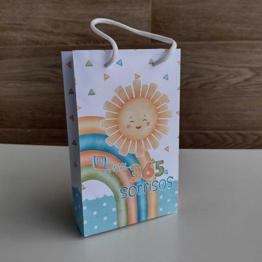 Sacolinha Surpresa Personalizada 365 Sorrisos Azul Lembrancinha Aniversário