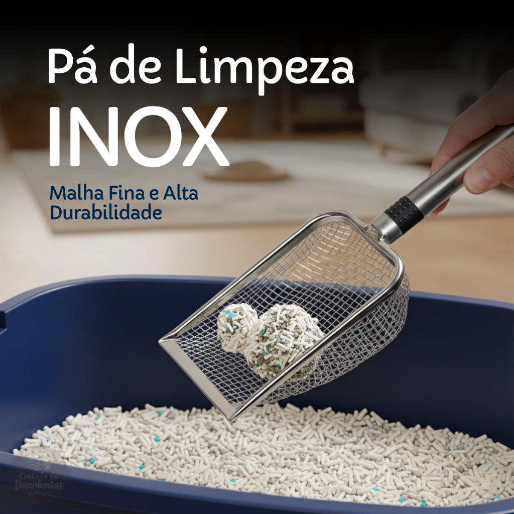 Pá Peneira Inox de Areia Coletora Higiênica Pet Gato Cachorro Lagarto Aço Inox Caixa de Areia em Oferta na Shopee