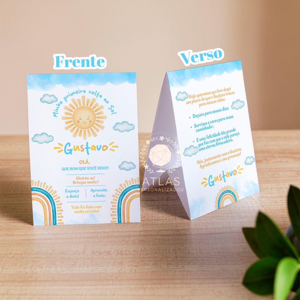 Kit Plaquinhas de agradecimento - Centro de mesa (Primeira Volta ao Sol) em Oferta na Shopee