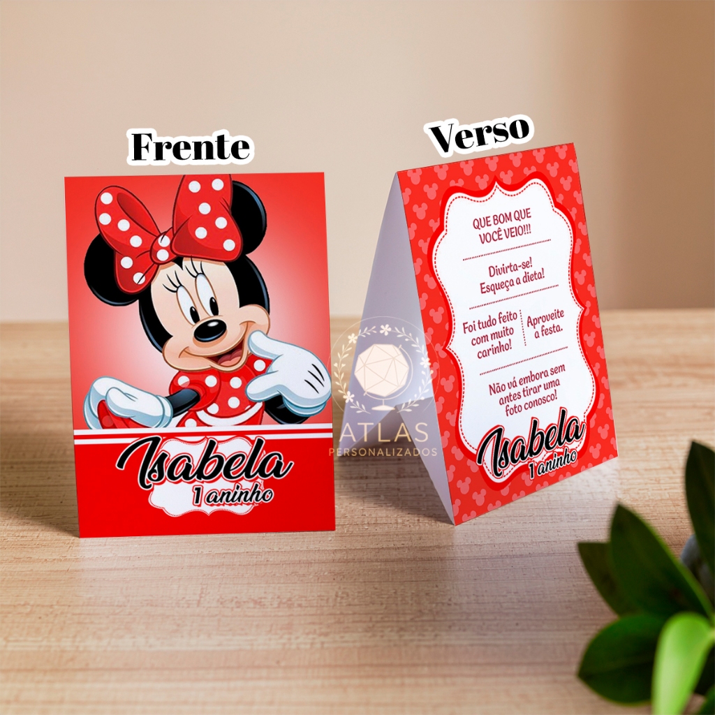 Kit Plaquinhas de agradecimento - Centro de mesa (Minnie Vermelha)