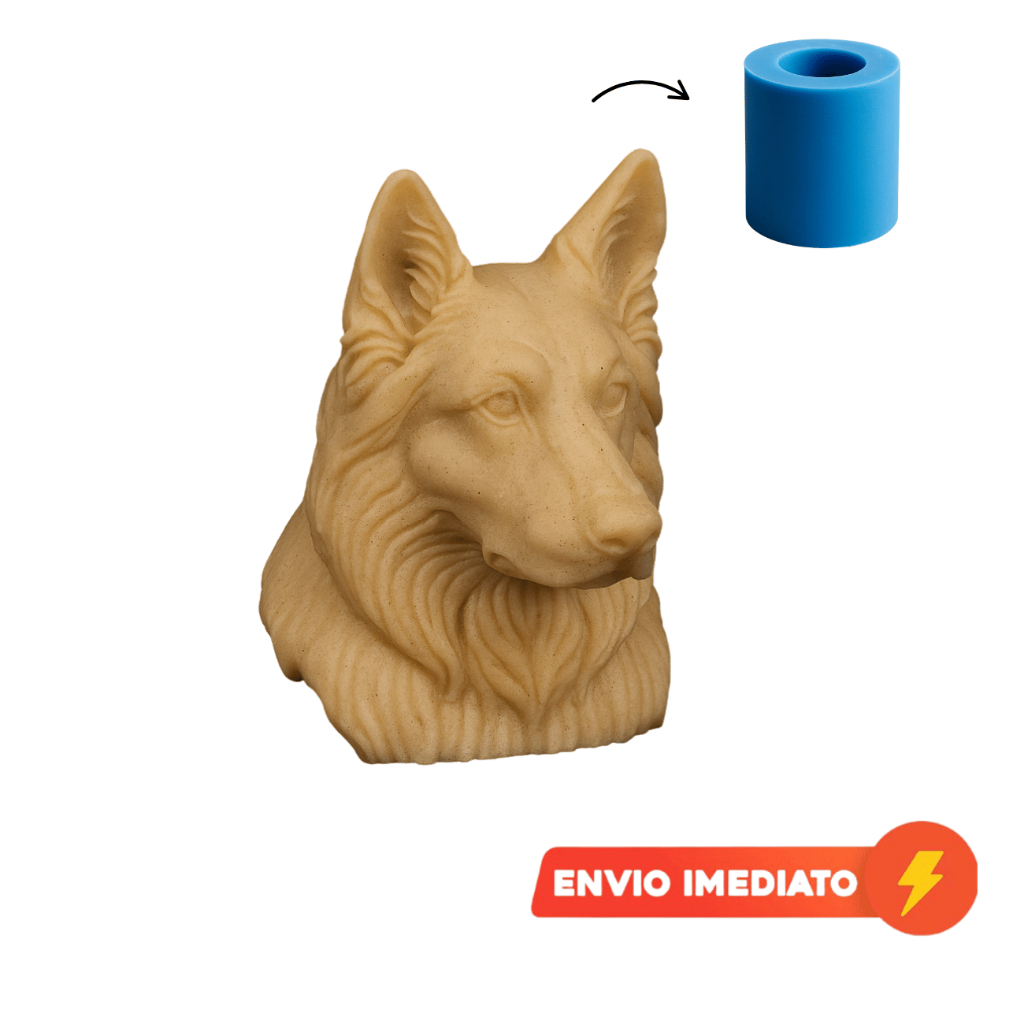 Molde Busto de Cachorro Pastor Alemão Forma de Silicone - Vela e Artesanato