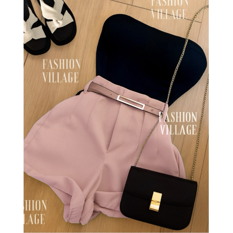 Conjunto2 Um CROPPED + Short Alfaiataria com Cinto ENCA Moda Blogueira 2026