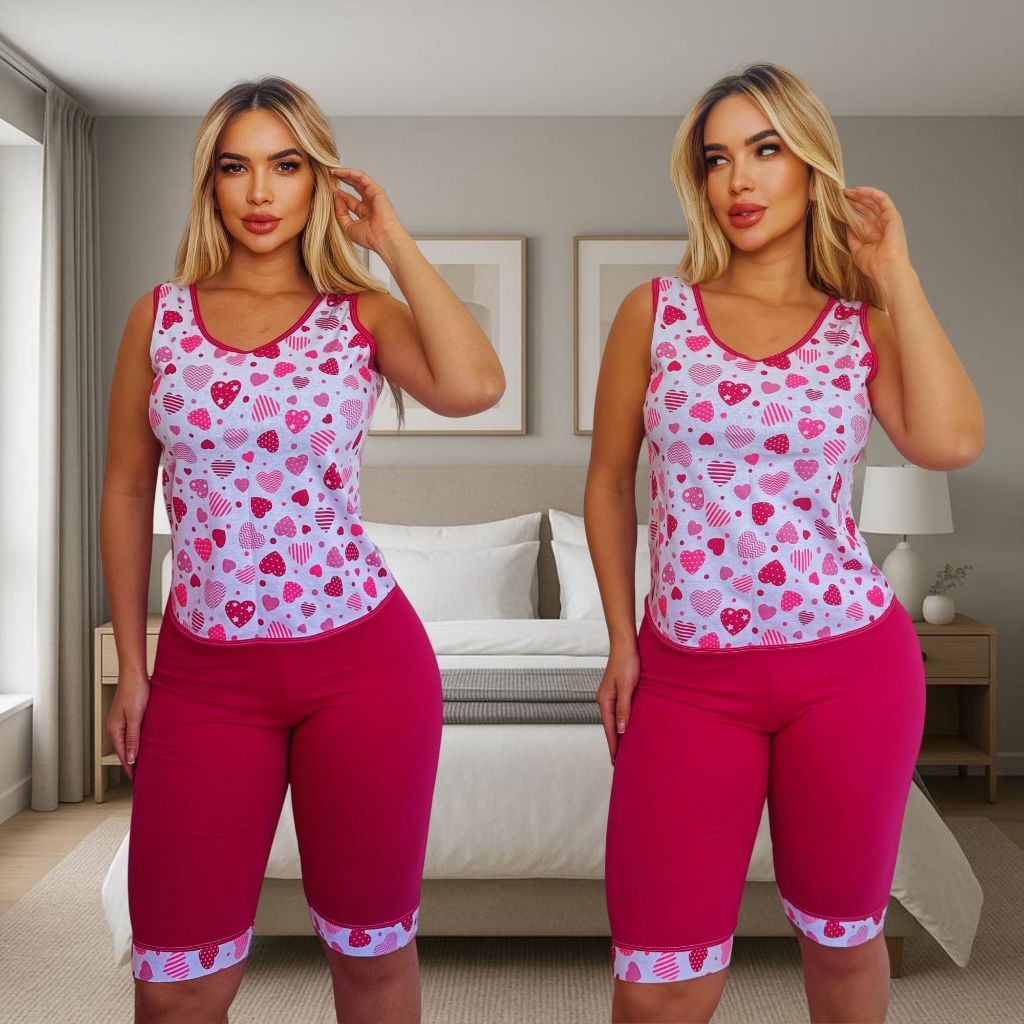 Conjunto De Pijamas Pescador Regata Malha} 100% Algodão Babydool Feminino Dormir Confortável Verão em Oferta na Shopee