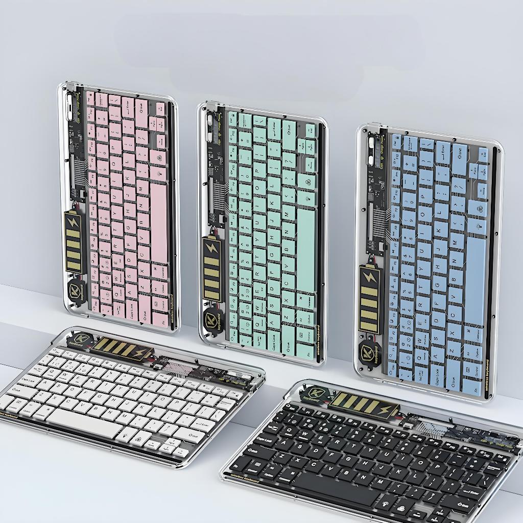 Teclado Mecânico Tecnológico Sem Fio + Mouse - Bluetooth Multi-dispositivo para Escritório e Gamer H4