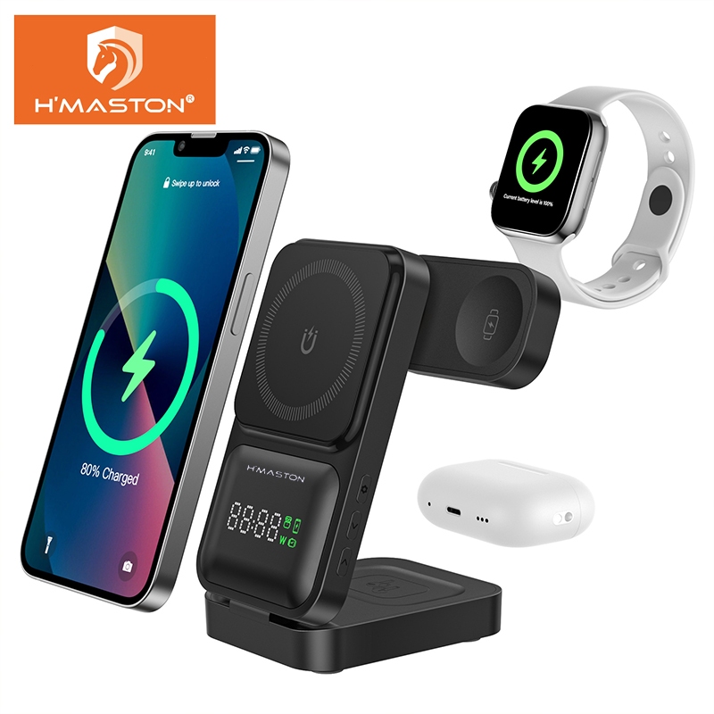 Electro Nest 3 em 1 Carregador Sem Fio Para Celular de 25 W Pode Ser Dobrado Carregador de Relógio YD-76