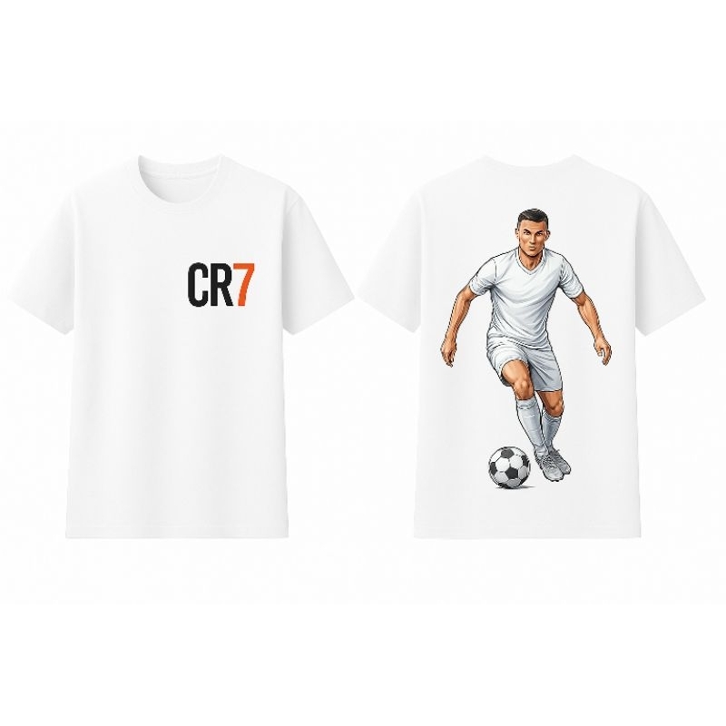 Camisa Camiseta Infantil Time Futebol Estilo CR7 Torcedor Algodão Preta ou Branca