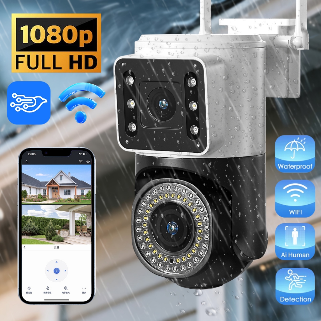 KIT 2 Camera Externa Ip a Prova D'água Wifi Dupla 2 Em 1 com Visao Noturna Infravermelho monitor-G1 em Oferta na Shopee