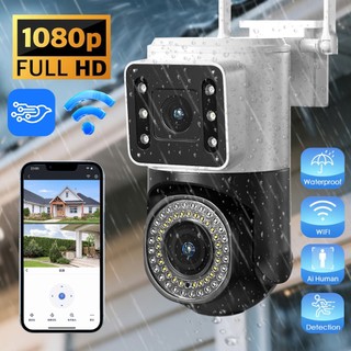 KIT 2 Camera Externa Ip a Prova D'água Wifi Dupla 2 Em 1 com Visao Noturna Infravermelho monitor