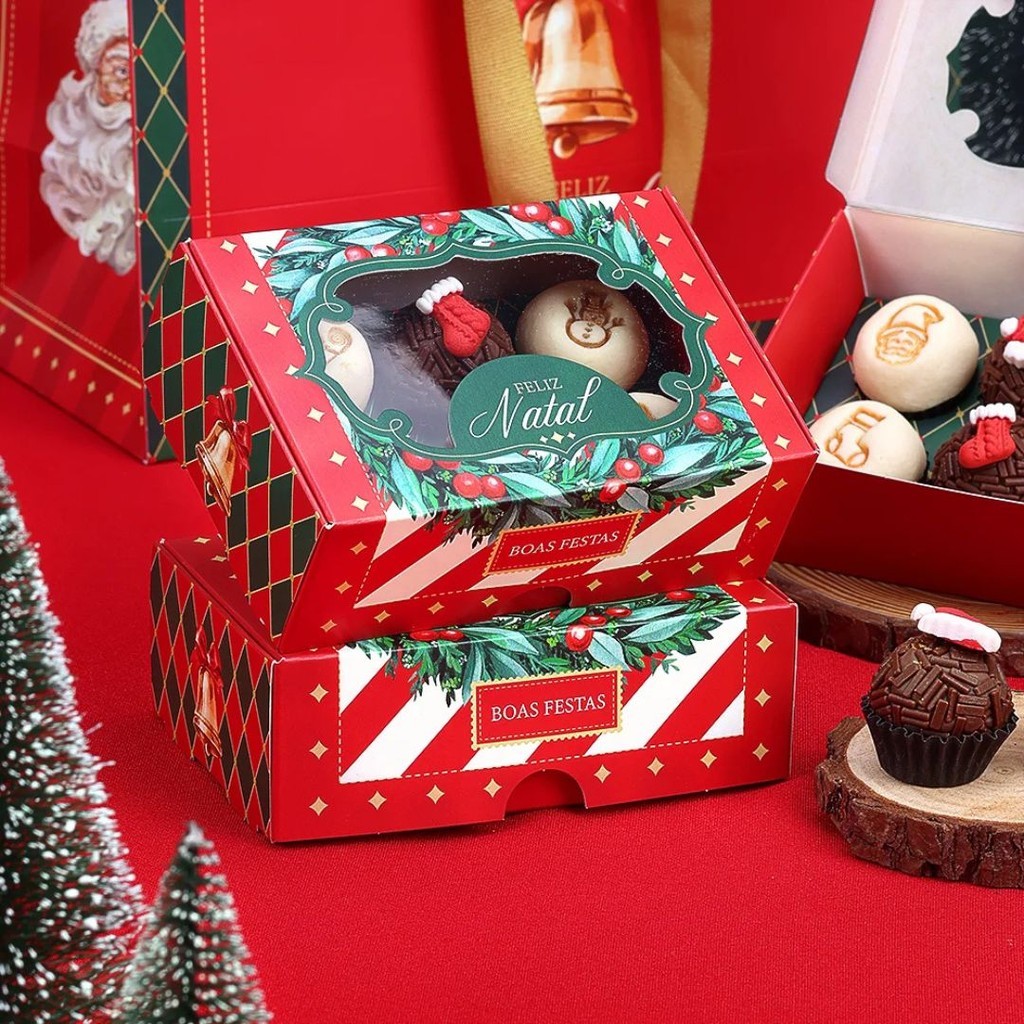 100 CAIXA PARA 6 DOCES NATAL VINTAGE 5079 ( JANGO NATAL 2025 )