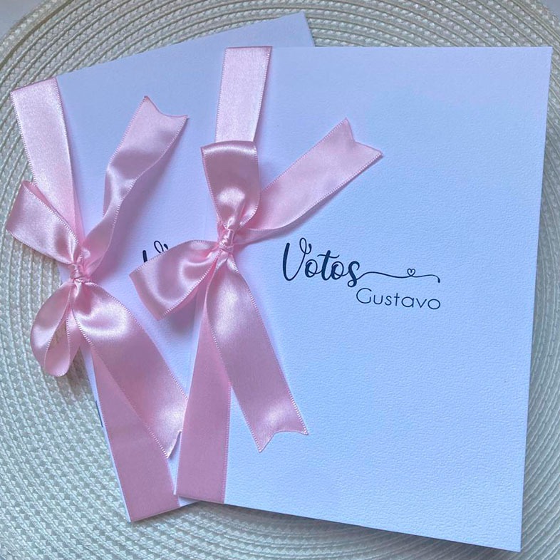 Par Caderno de Votos Casamento Personalizado Nome Data Com Fita Cetim Votos dos noivos Várias Cores