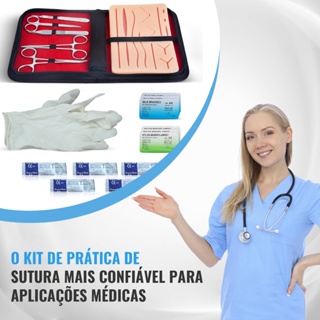 Kit com 25 pecas Simulador De Sutura Treino Com Pinça Pinca Veterinaria F Kit Sutura Completo Aço Cirurgico Com Nf em Oferta na Shopee