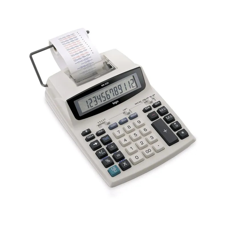 Calculadora De Mesa Com Bobina 12 Dígitos MR6124 C/Calendário, Relógio e impressão de Data - Elgin