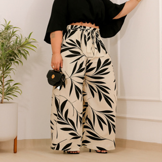 CALÇA PANTALONA FEMININA PLUS SIZE ESTAMPADO E LISO GG,G1,G2 em Oferta na Shopee