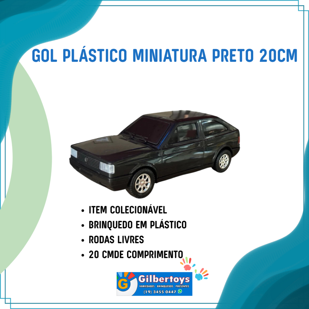 Miniatura Gol Quadrado No Plástico Preto 20 cm Diverplas Brinquedos em Oferta na Shopee