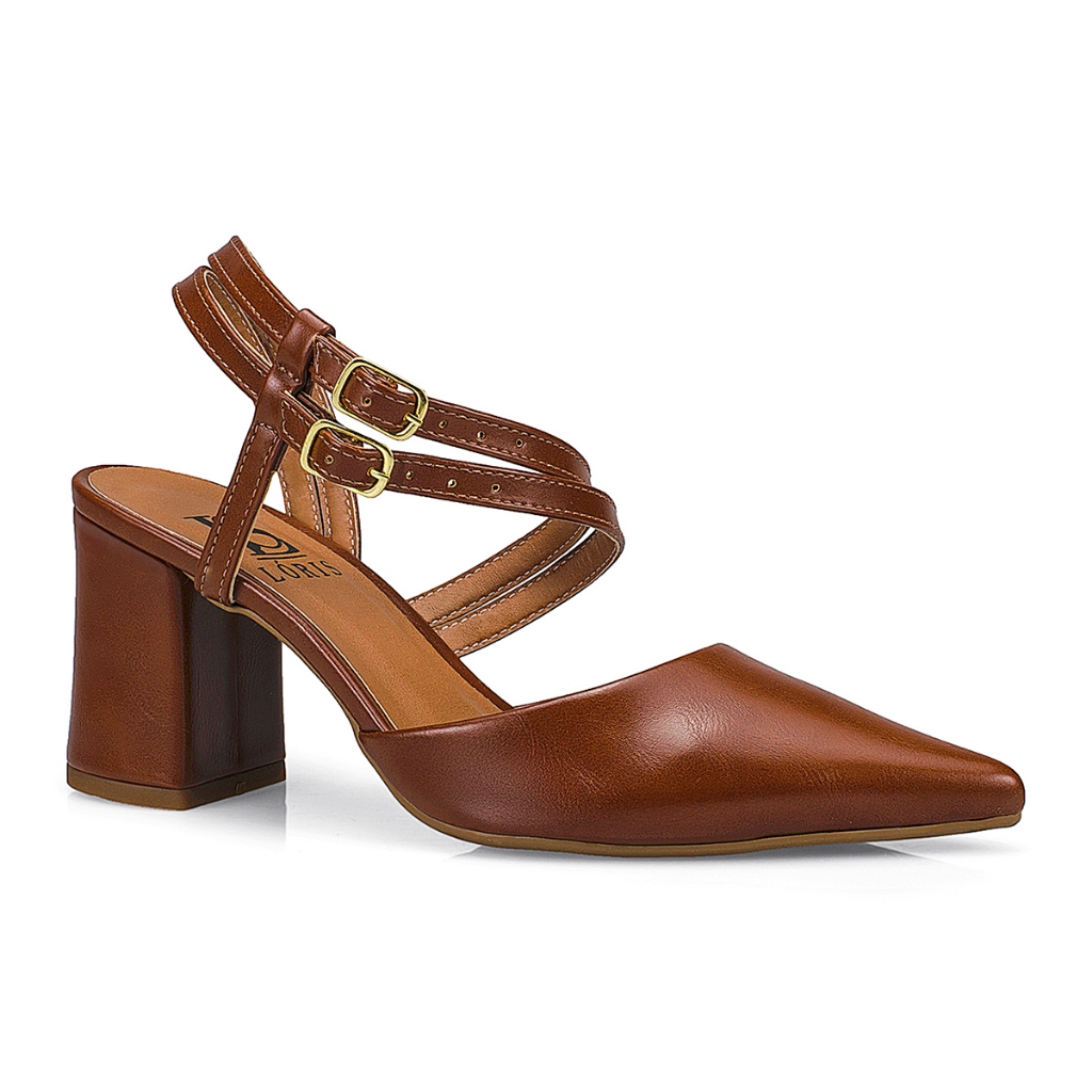 Sapato Social Feminino Scarpin Bico Fino Salto Bloco Confortável com Fivela 3075 em Oferta na Shopee