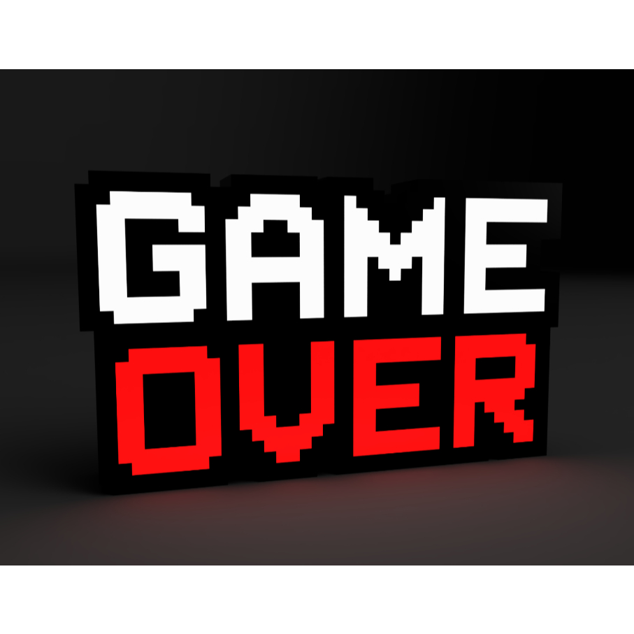 Luminária Game Over Gamer Light Box Lâmpada Caixa de Luz Personalizada em 3D