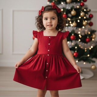 Vestido de babado para bebe de luxo vermelho infantil com lacinhos 100% algodão confortavel em Oferta na Shopee