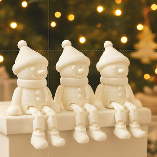 Boneco de Neve Natalino Decorativo – Kit 3 Enfeites com Pernas Articuladas – Decoração de Natal Branco