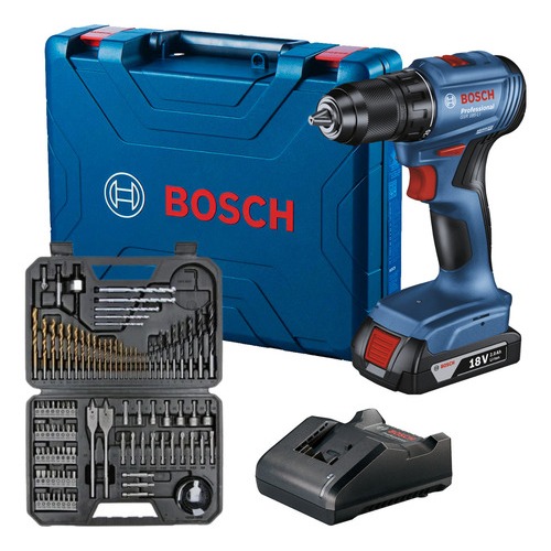 Kit Furadeira Parafusadeira Impacto Bosch GSB 185 Li + Bateria + Jogo Bits Brocas 103 Pcs + Maleta em Oferta na Shopee
