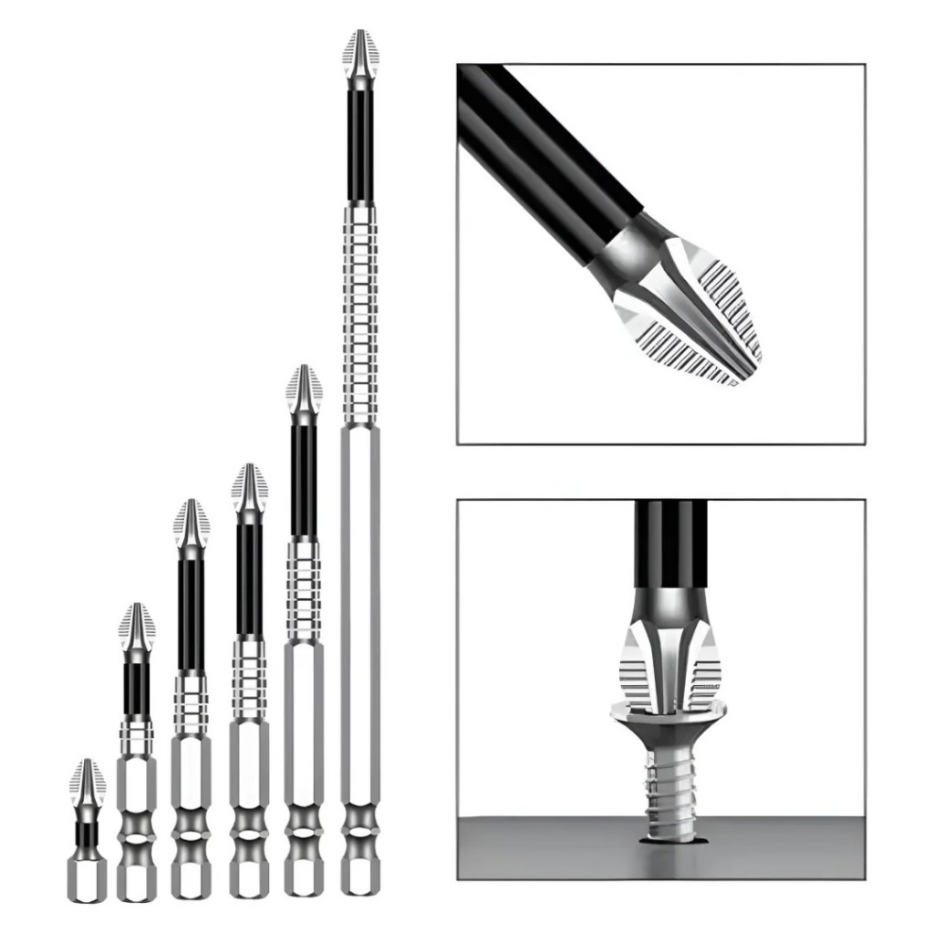 Kit 6 Ponta Bits Magnéticas K5 Ph2 Philips Alta Dureza e Resistencia Parafusadeira