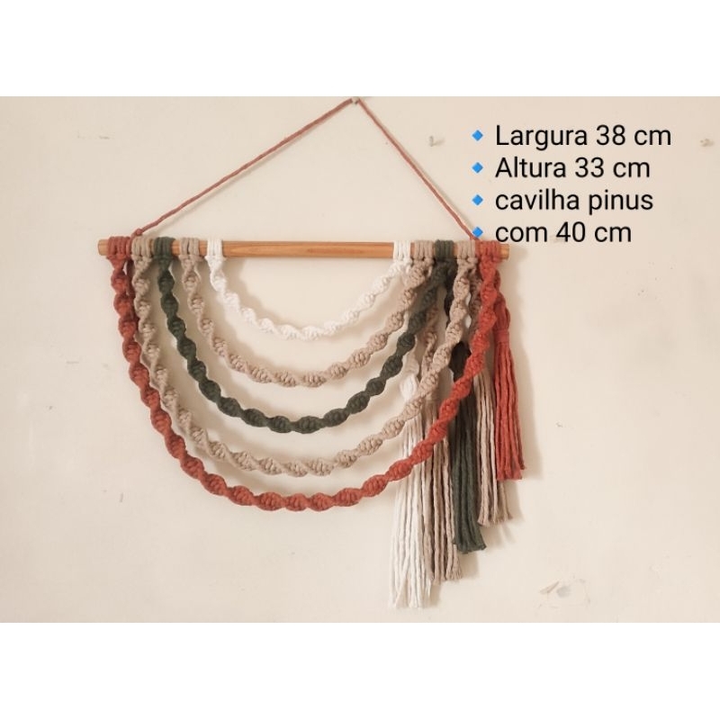 Decoração parede em macramé Dna rústico 38 cm de largura x 33 cm altura em Oferta na Shopee