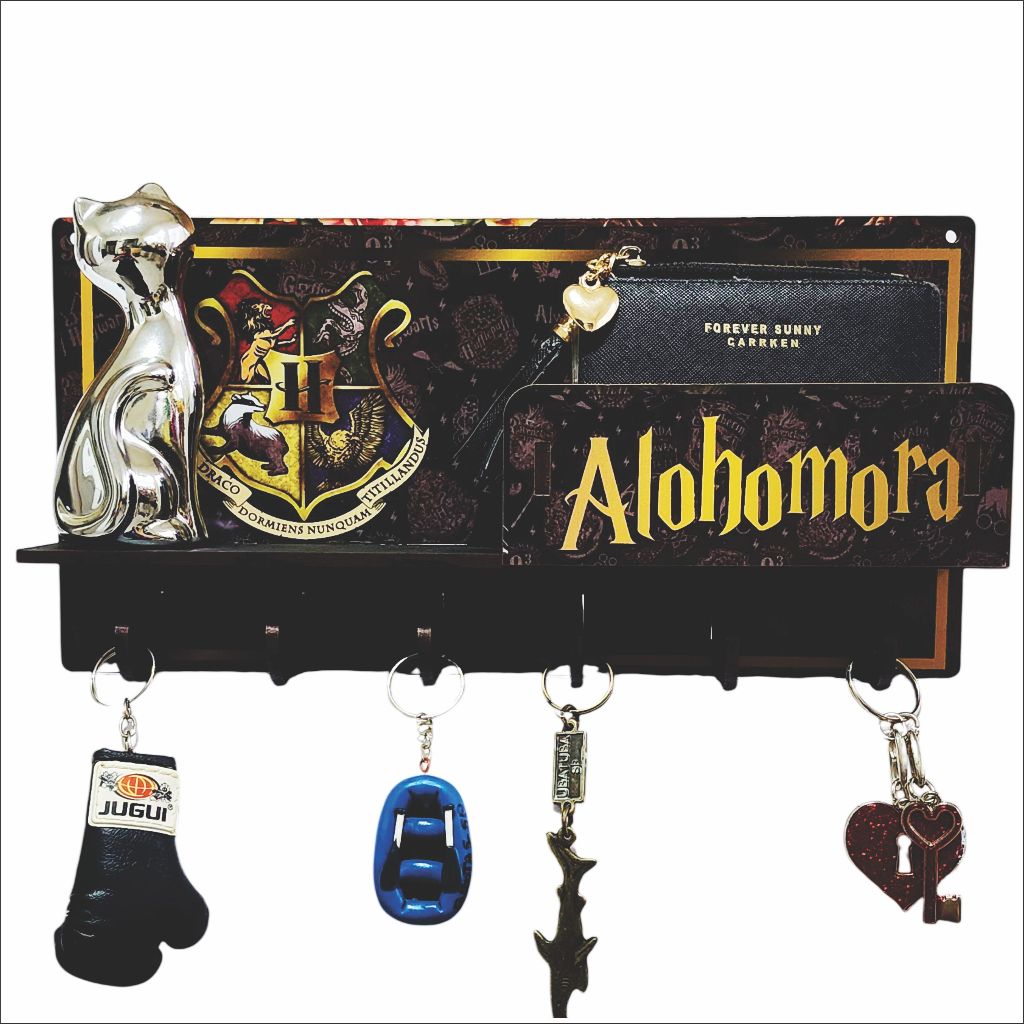 Porta Chaves Carteira Chaveiro Parede Decorativo Decoração Organizador Multiuso Frase Harry Potter