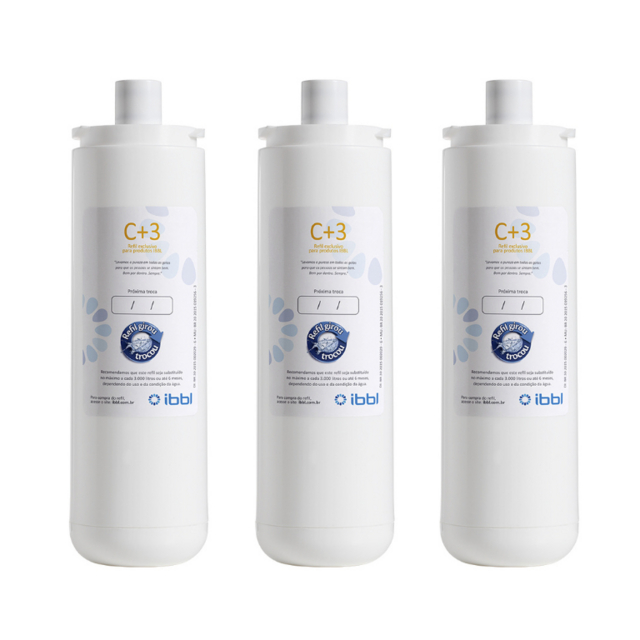 Kit com 3 Refil Filtro IBBL C+3 Natural para Purificador de Água Immaginare, FR600 e outros - Original - Novo
